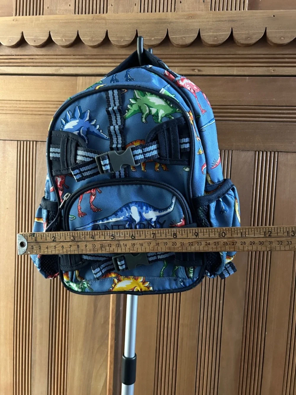 Pottery Barn Kids Personalized Kids Blue Dinosaur Backpack - Anthony - Picture 16 of 16